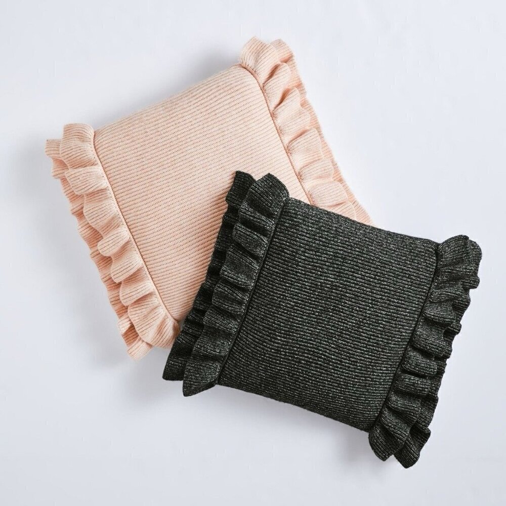 Pottery Barn Emily & Meritt Double Ruffle Knit Pillow Cover and insert